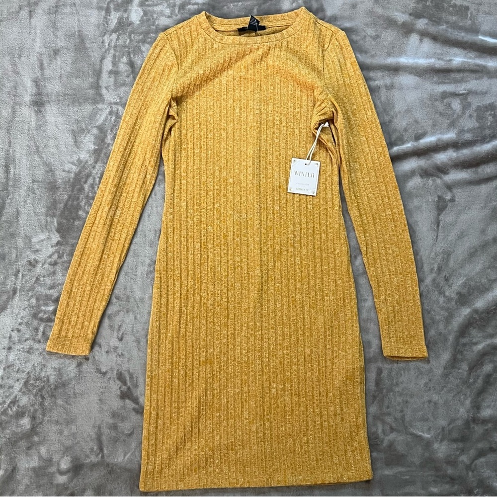 FOREVER 21 YELLOW SWEATER DRESS